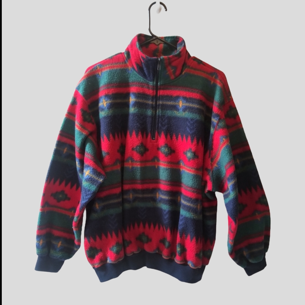 Alfred Dunner Petite Large Southwest Fleece Pullover